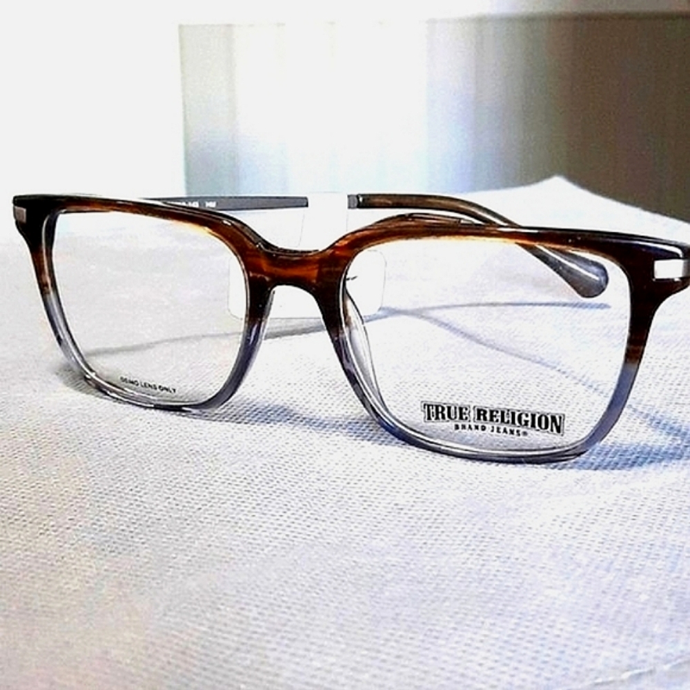 NEW True Religion Eyeglass Frame, Men Rx'able, Brown Gray Glasses 53 18 145